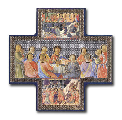 Last Supper Wood Cross Icon - 6 inch x 6 inch