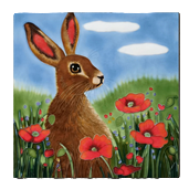 Hand Painted Ceramic Tile – Poppy Hare