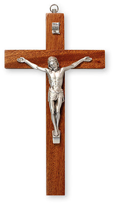 Mahogany Wood Hanging Crucifix 8&quot; | Crosses &amp; Crucifixes | The Shrine Shop