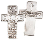 Metal Pocket Cross &ndash; Faith, Love, Hope | Crosses &amp; Crucifixes | The Shrine Shop