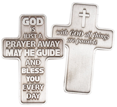 Metal Pocket Cross – God is Just a Prayer Away