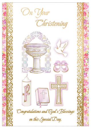 Card &ndash; On Your Christening Girl | Greetings Cards &amp; Stationery | The Shrine Shop