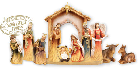 Resin and Faux Wood Nativity
