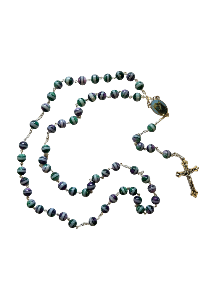 Green and Purple Glass Rosary