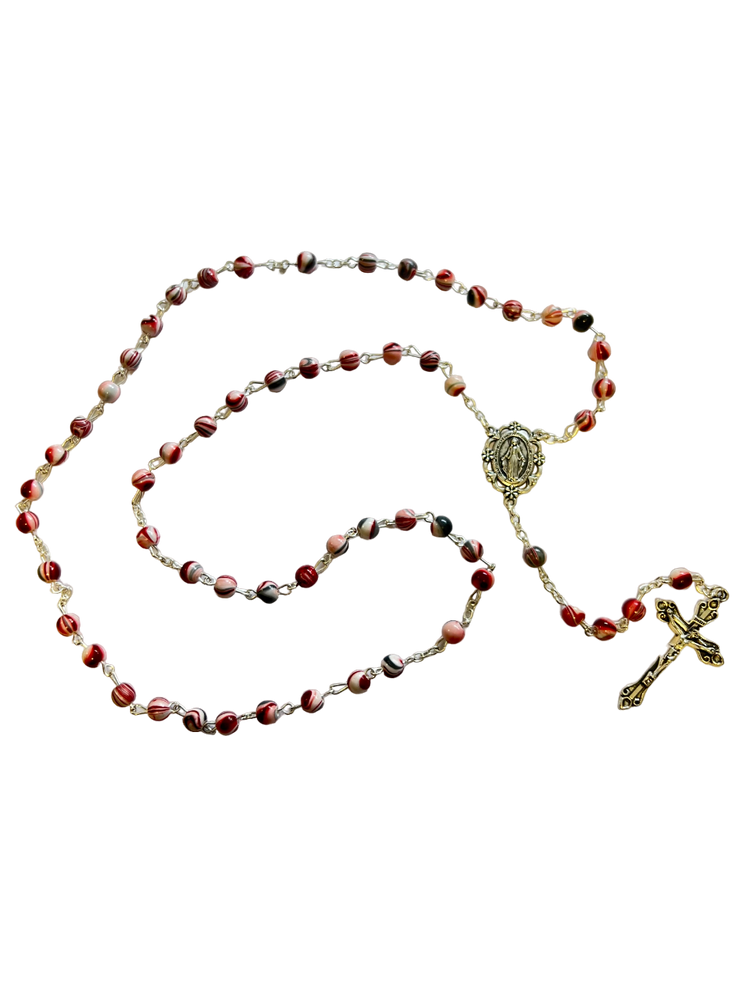 Red and White Swirl Rosary