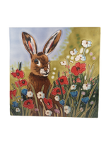 Hand Painted Ceramic Tile – Hare in Flowers