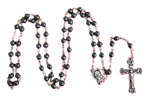 Glass Hematite Rosary Beads