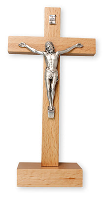 Pear Wood Standing Crucifix - 8.5 inch