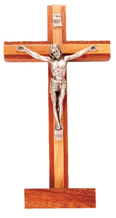 Mahogany Standing Crucifix - 8.5 inch