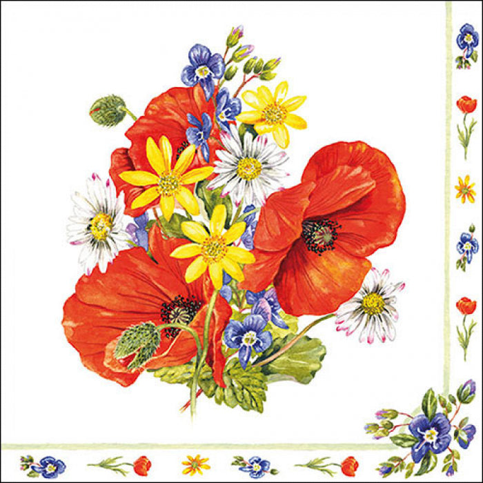 Poppies & Wildflowers Bouquet Napkins - 2 Sizes