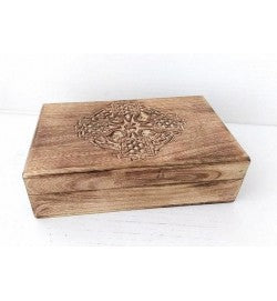 Carved Box With Celtic Cross Mango Wood