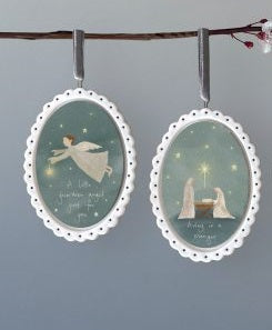 Scallop Oval Porcelain Christmas Ornaments / Decorations - Two Options