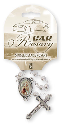 Single Decade Car Rosary with Metal Filigree