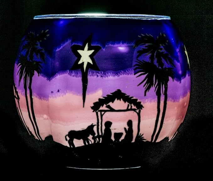 Nativity Glass Tealight Holder