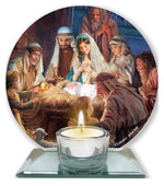 Glass Votive Light Holder - Nativity