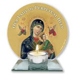 Glass Candle Votive Light Holder/Our Lady of Perpetual Help