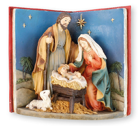 Holy Family Nativity Book 3-D Resin Statue