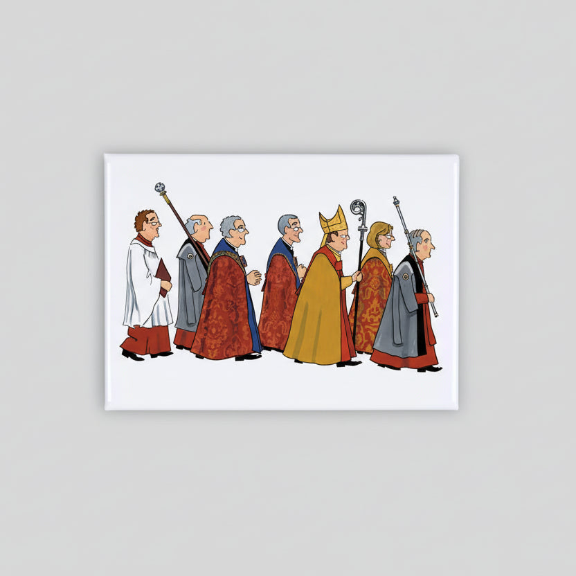 fridge magnet showing cathedral pilgrim procession
