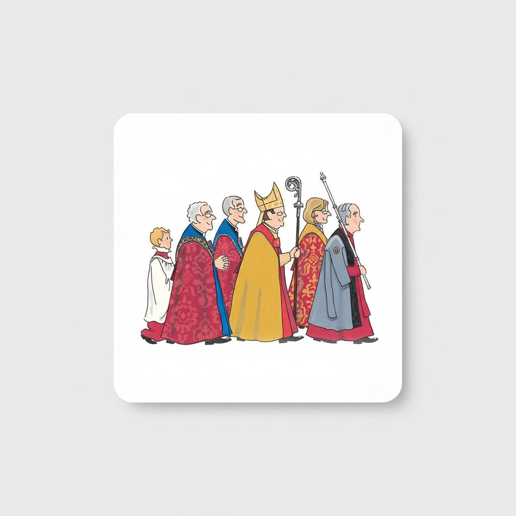 Illustration of four kings in colorful robes on a white background