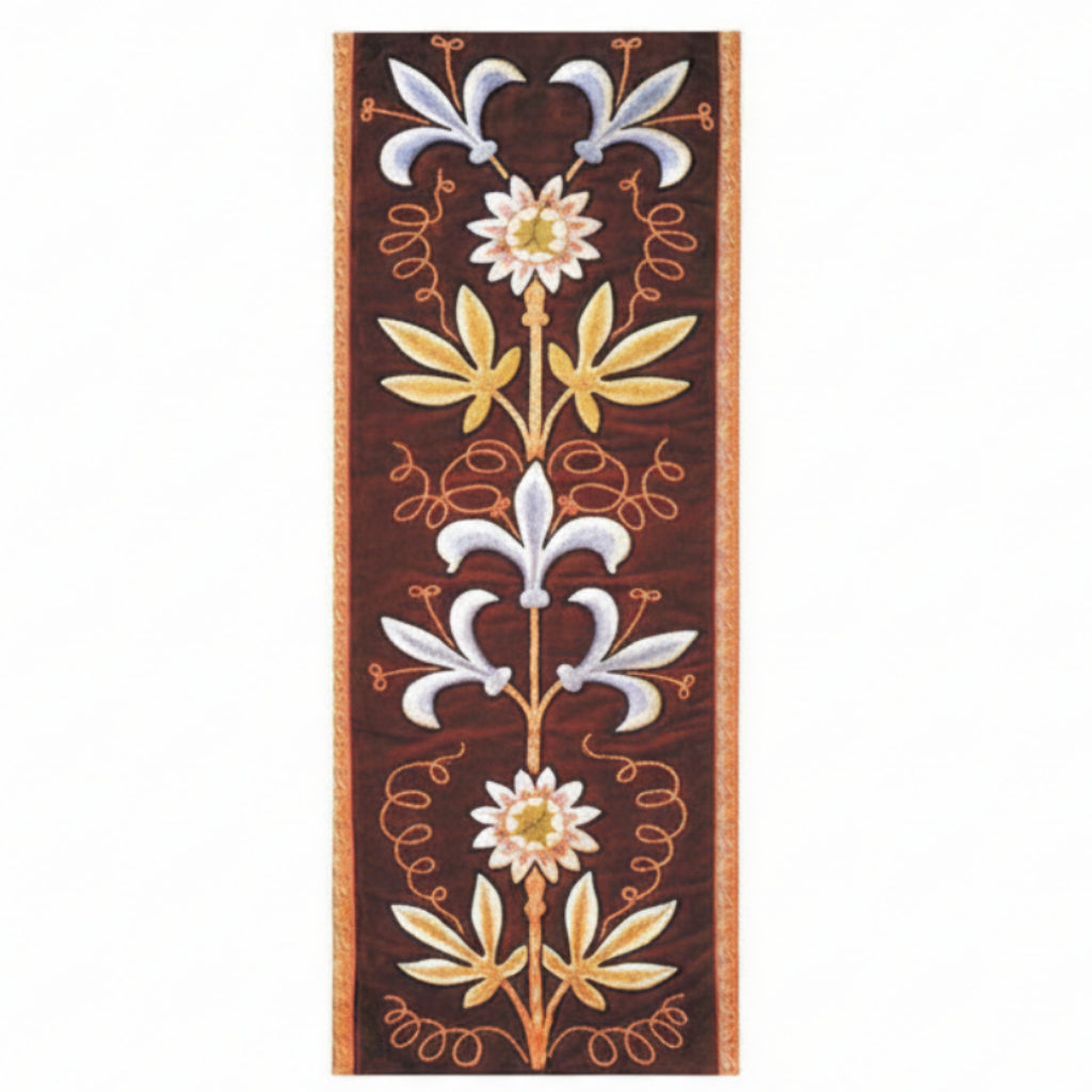 Decorative floral pattern on a brown background