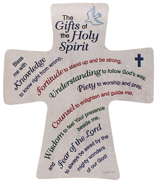 Gifts of the Holy Spirit - Confirmation Cross - MDF Wood  7 1/8 inch