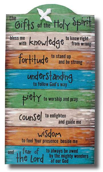 Gifts of the Holy Spirit MDF Wood Confirmation Plaque