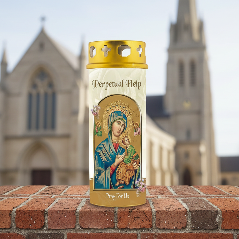 windproof grave Candle with perpetual help, pay for us