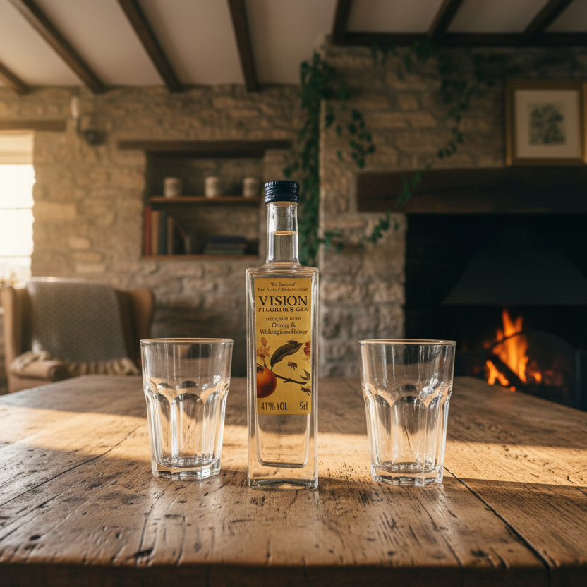 A bottle of vision pilgrims gin 5cl