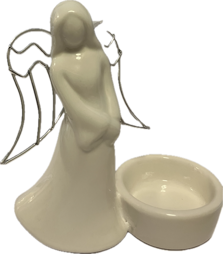 Ceramic & Metal Angel Tea Light Holder