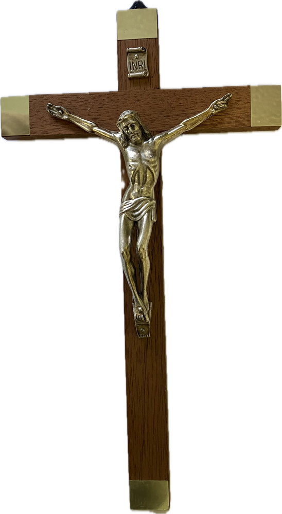Light Wood Crucifix - Gold Tipped - two sizes