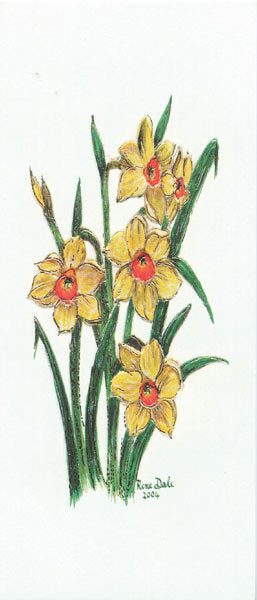Daffodil Watercolour Painting - Slim Greeting Card