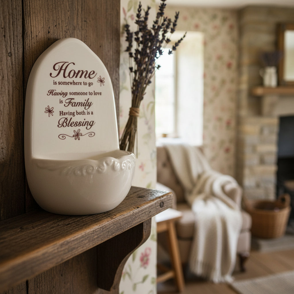 Decorative wall hook with inspirational quote on a gray background