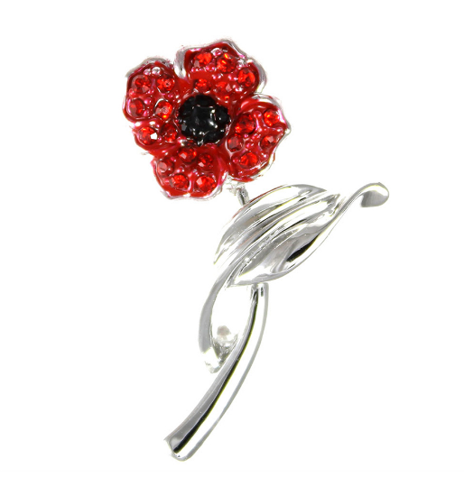 Poppy & Stem Brooch - Small