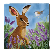 Hand Painted Ceramic Tile – Lavender Hare