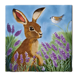 Hand Painted Ceramic Tile – Lavender Hare