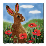 Hand Painted Ceramic Tile – Poppy Hare