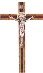 Two Tone Wood Hanging Crucifix 6"