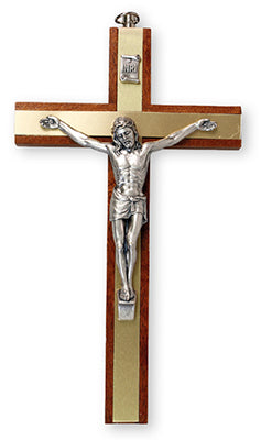 Mahogany Wood Hanging Crucifix 6"