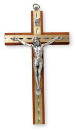 Mahogany Wood Hanging Crucifix 6"