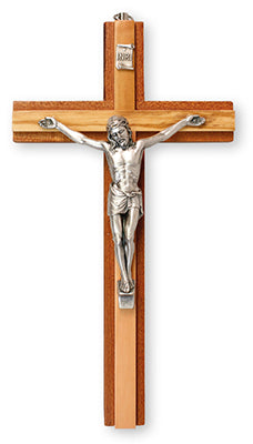Mahogany Wood Hanging Crucifix 8"