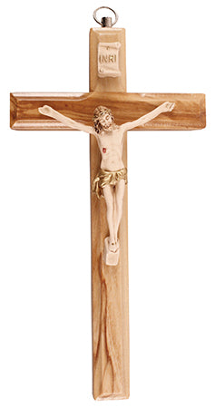 Olive Wood Hanging Crucifix 7"