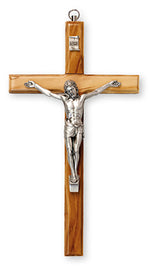 Olive Wood Hanging Crucifix 8"