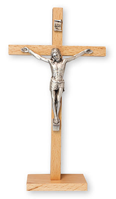 Beech Wood Standing Crucifix 7"