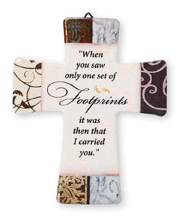 Porcelain Cross &ndash; Footprints | Crosses &amp; Crucifixes | The Shrine Shop