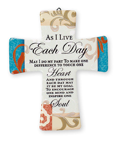 Porcelain Cross &ndash; As I Live Each Day | Crosses &amp; Crucifixes | The Shrine Shop