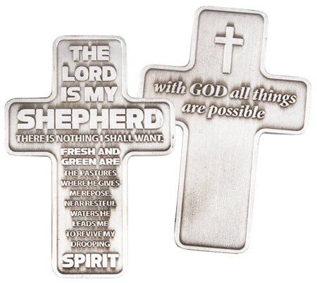 Metal Pocket Cross – The Lord is My Shepherd