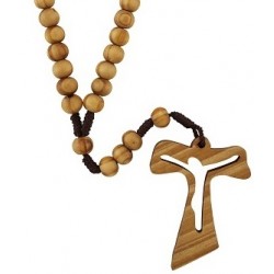 Olivewood Tau Cross Cord Rosary