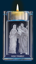 Holy Family Crystal Block with Candle | Statues &amp; Icons | The Shrine Shop