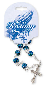 Blue Bead Rosary Bracelet