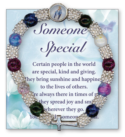 Coloured and Silver Glass Bracelet with Miraculous Medal | Jewellery &amp; Medals | The Shrine Shop